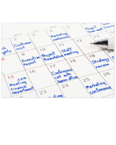 An agenda with a busy schedule in handwriting