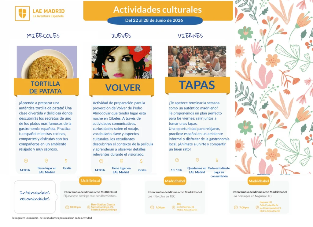 22 junio 2026 ACTIVIDADES CULTURALES FLYER
